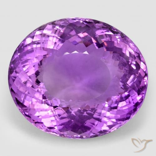 96.04ct 자연스러운 미디엄 퍼플리쉬 바이올렛 자수정, 타원형, VVS-VS