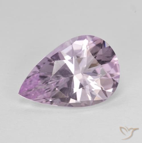 4.15ct 자연스러운 매우 밝은 분홍빛이 도는 바이올렛 자수정, 배 모양, VVS