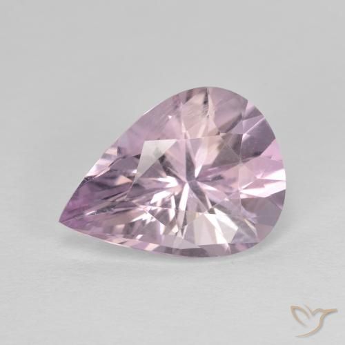 2.64ct 자연스러운 라이트 그레이쉬 바이올렛 자수정, 배 모양, VVS
