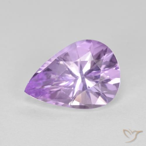 2.64ct 자연스러운 미디엄 바이올렛 자수정, 배 모양, VVS