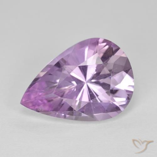 5.33ct 자연스러운 분홍빛이 도는 보라색 자수정, 배 모양, VVS