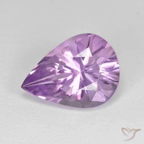4.47ct 자연스러운 미디엄 바이올렛 자수정, 배 모양, VVS