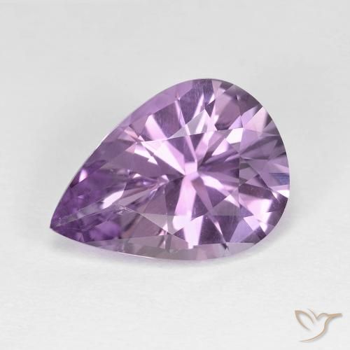4.03ct 자연스러운 분홍빛이 도는 보라색 자수정, 배 모양, VVS