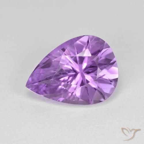 2.96ct 자연스러운 미디엄 바이올렛 자수정, 배 모양, VVS
