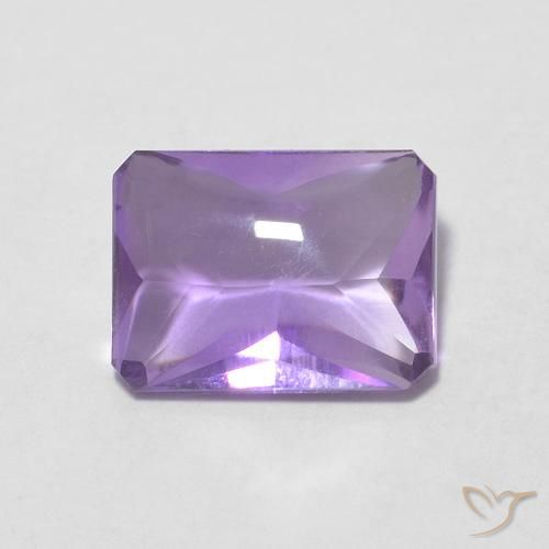 1.29ct 자연스러운 분홍빛이 도는 보라색 자수정, 에메랄드 컷, 투명한