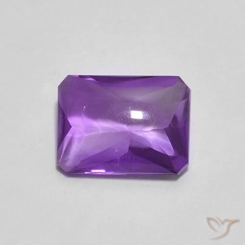 1.38ct 자연스러운 딥 바이올렛 자수정, 에메랄드 컷, 투명한