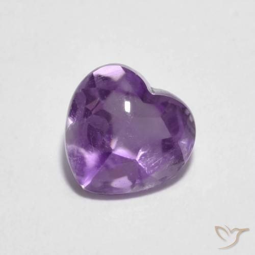 0.92ct 자연스러운 미디엄 바이올렛 자수정, 마음, 투명한