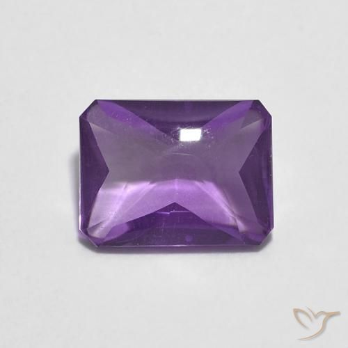 1.39ct 자연스러운 분홍빛이 도는 보라색 자수정, 에메랄드 컷, 투명한