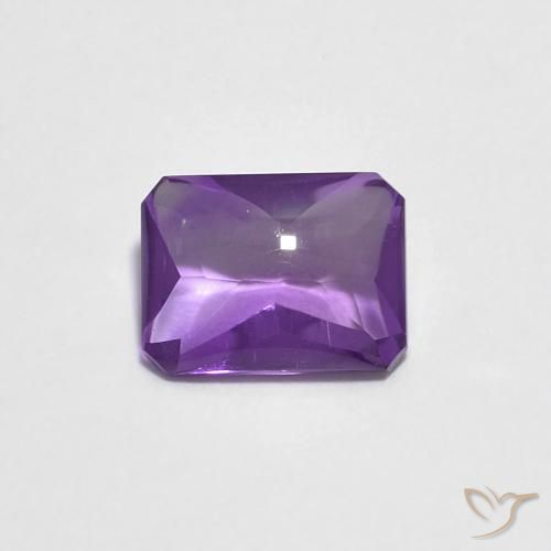 1.32ct 자연스러운 보라색 보라색 자수정, 에메랄드 컷, 투명한