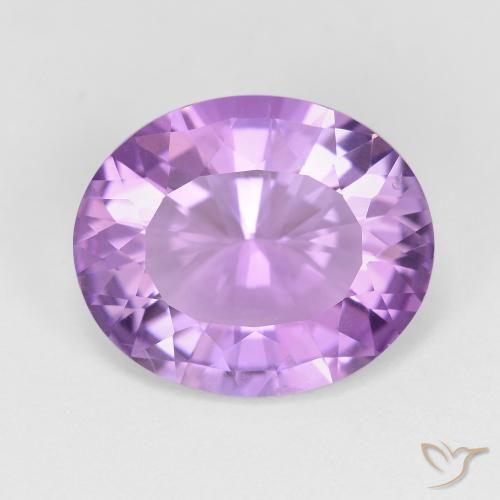 6.17ct 자연스러운 분홍빛이 도는 보라색 자수정, 타원형, VVS