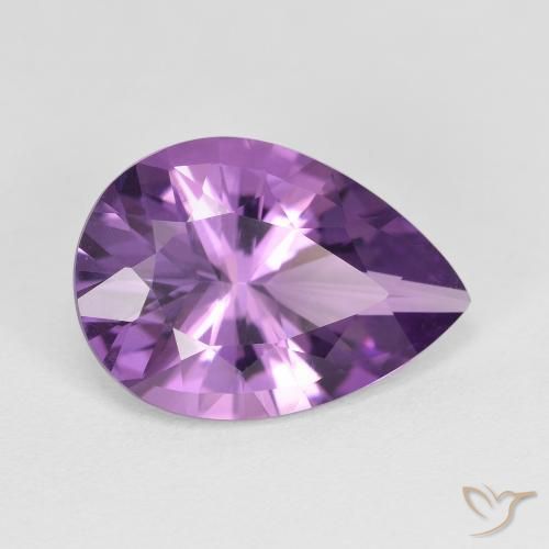 4.47ct 자연스러운 라이트 미디엄 바이올렛 자수정, 배 모양, VVS