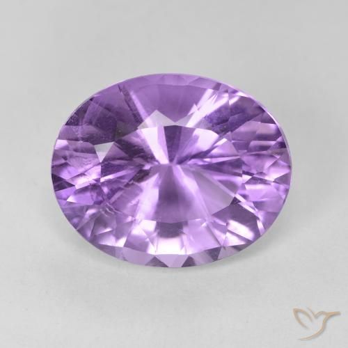 5.95ct 자연스러운 분홍빛이 도는 보라색 자수정, 타원형, VVS-VS