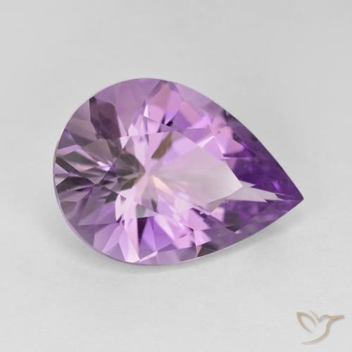 7.30ct 자연스러운 라이트 미디엄 바이올렛 자수정, 배 모양, VVS