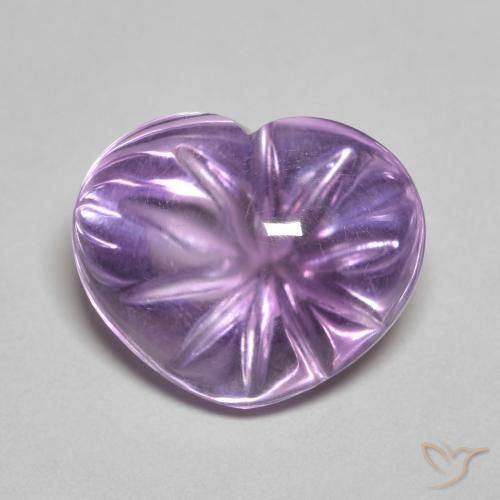 6.76ct 자연스러운 분홍빛이 도는 보라색 자수정, 마음, 투명한