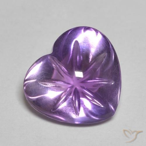 3.70ct 자연스러운 미디엄 바이올렛 자수정, 마음, 투명한