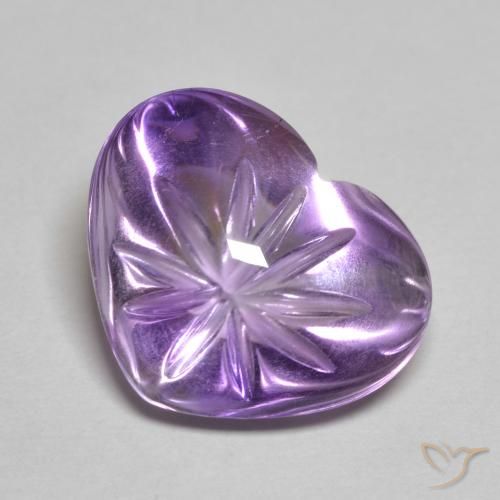 5.94ct 자연스러운 미디엄 바이올렛 자수정, 마음, 투명한