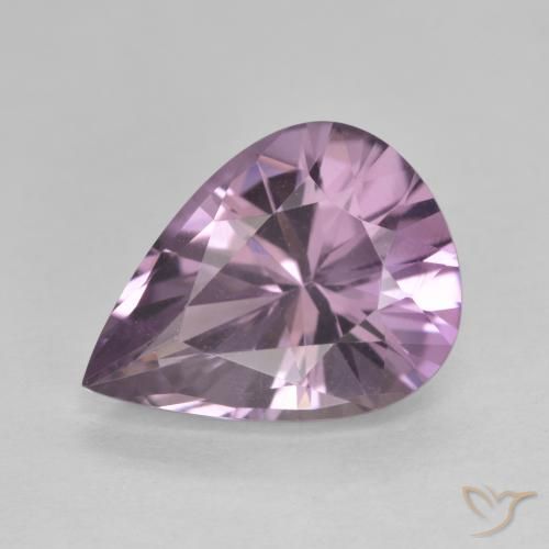 4.46ct 자연스러운 회색 빛이 도는 보라색 자수정, 배 모양, VVS