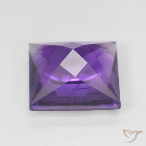 4.10캐럿 천연 Medium Light-Violet 자수정, 정사각형, 투명한