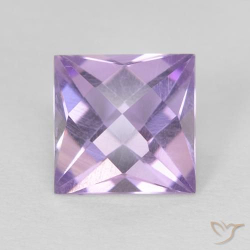 1.25ct 자연스러운 분홍빛이 도는 보라색 자수정, 정사각형, VVS-VS