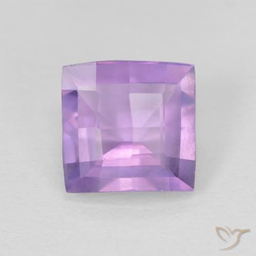 1.23ct 자연스러운 분홍빛이 도는 보라색 자수정, 정사각형, VVS-VS