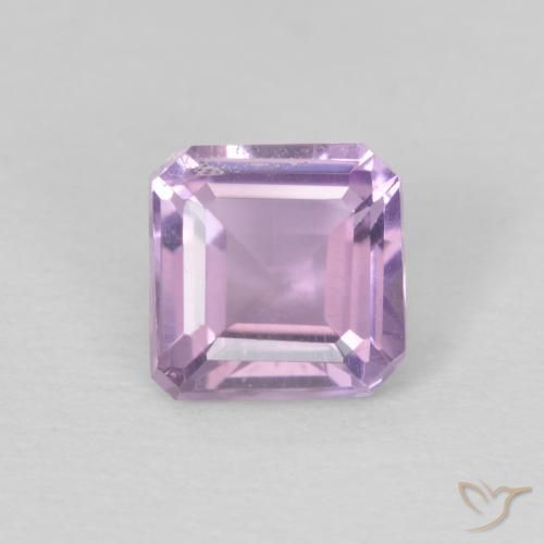 0.65ct 자연스러운 분홍빛이 도는 보라색 자수정, 에메랄드 컷, VS