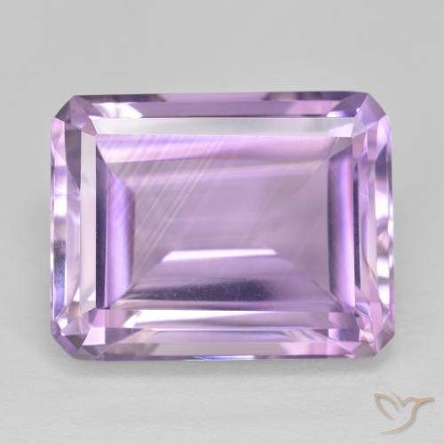 19.73ct 자연스러운 미디엄 핑크 바이올렛 자수정, 에메랄드 컷, VVS
