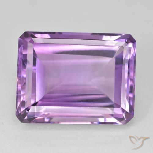19.72ct 자연스러운 미디엄 핑크 바이올렛 자수정, 에메랄드 컷, VVS