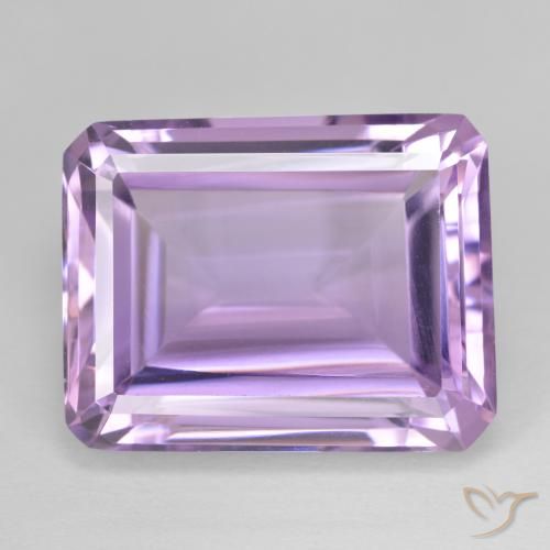 20.29ct 자연스러운 미디엄 핑크 바이올렛 자수정, 에메랄드 컷, VVS