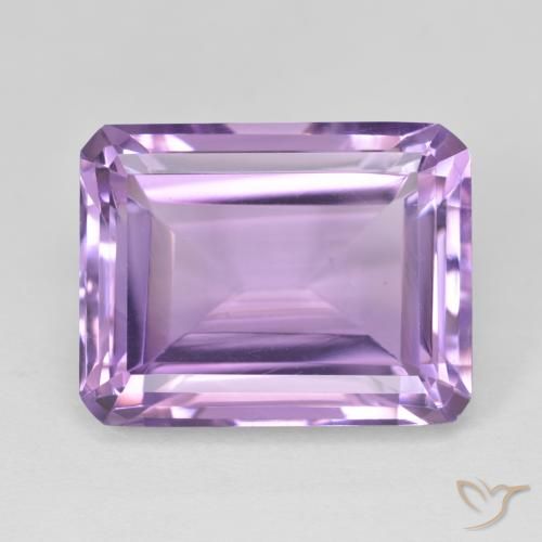 19.13ct 자연스러운 분홍빛이 도는 보라색 자수정, 에메랄드 컷, VS