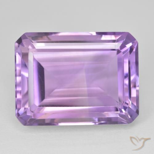 24.90ct 자연스러운 분홍빛이 도는 보라색 자수정, 에메랄드 컷, VVS