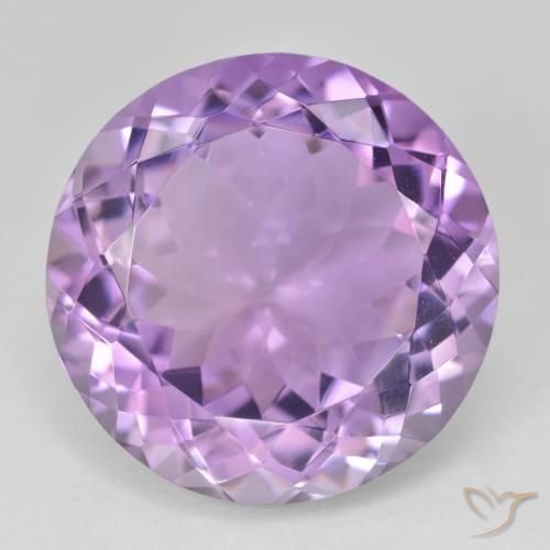25.75ct 자연스러운 분홍빛이 도는 보라색 자수정, 둥근, VVS