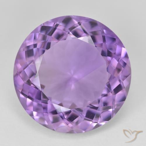 24.86ct 자연스러운 분홍빛이 도는 보라색 자수정, 둥근, VVS