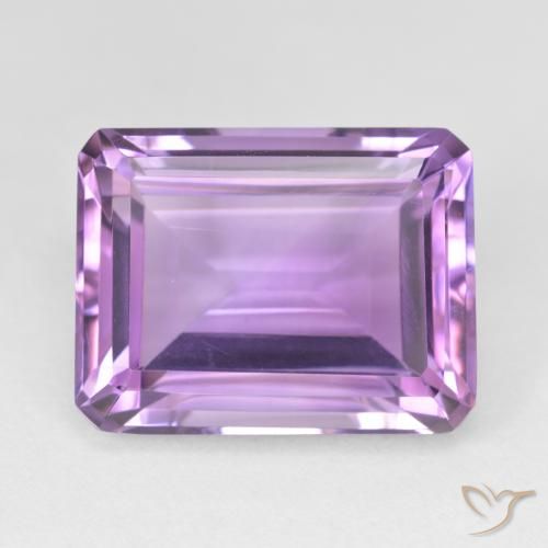 19.33ct 자연스러운 미디엄 핑크 바이올렛 자수정, 에메랄드 컷, VVS-VS