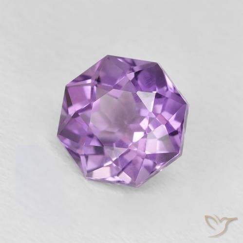 1.29캐럿 천연 Medium Light Purplish-Violet 자수정, 옥타곤 / 에메랄드 컷, VVS
