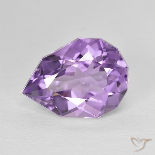 4.68ct 자연스러운 미디엄 바이올렛 핑크 자수정, 배 모양, 투명한