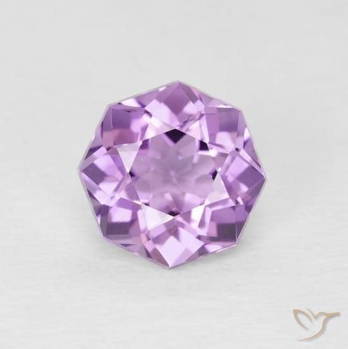 1.47ct 자연스러운 미디엄 핑크 바이올렛 자수정, 에메랄드 컷, VS