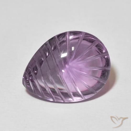 11.59ct 자연스러운 회색 빛이 도는 보라색 자수정, 배 모양, 투명한
