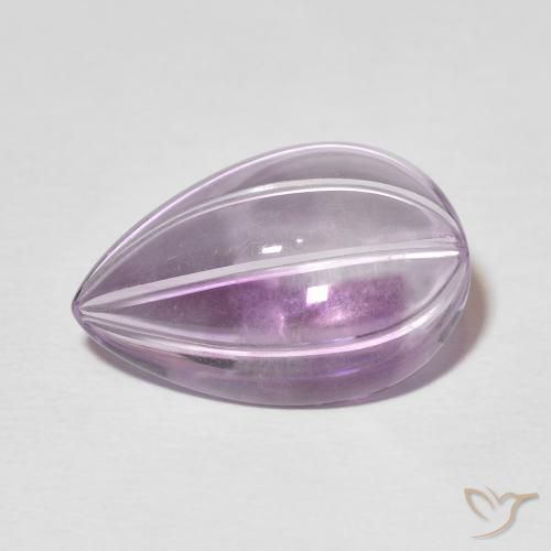 7.63ct 자연스러운 분홍빛이 도는 보라색 자수정, 배 모양, 투명한