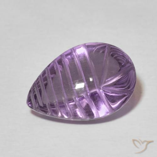 5.48ct 자연스러운 미디엄 바이올렛 자수정, 배 모양, 투명한