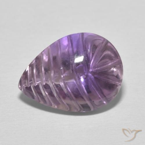 5.44ct 자연스러운 미디엄 바이올렛 핑크 자수정, 배 모양, 투명한