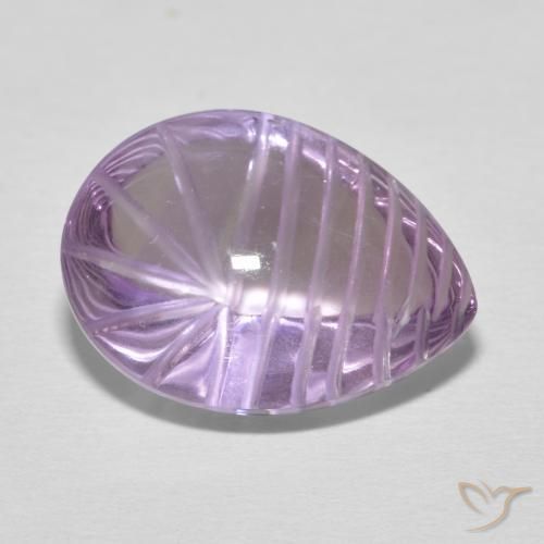 9.08ct 자연스러운 분홍빛이 도는 보라색 자수정, 배 모양, 투명한