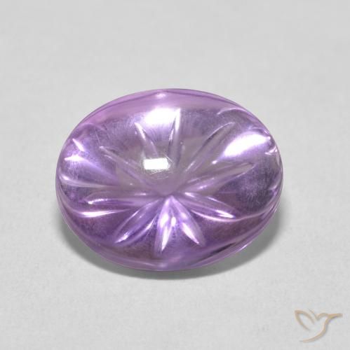 5.02ct 자연스러운 분홍빛이 도는 보라색 자수정, 타원형, 투명한