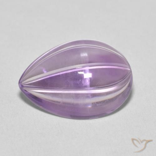 6.20ct 자연스러운 분홍빛이 도는 보라색 자수정, 배 모양, 투명한