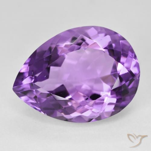 18.75ct 자연스러운 미디엄 바이올렛 자수정, 배 모양, VVS