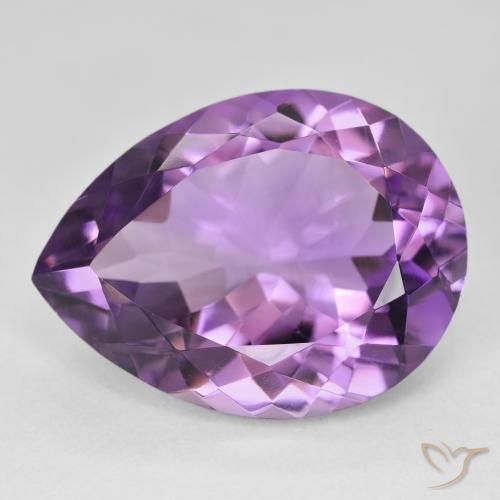 17.98ct 자연스러운 라이트 미디엄 바이올렛 자수정, 배 모양, VVS