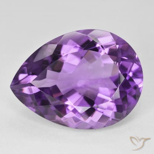 18.42ct 자연스러운 Medium Light Purplish-Violet 자수정, 배 모양, VVS