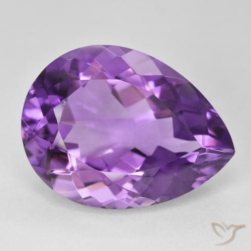 18.42캐럿 천연 Medium Light Purplish-Violet 자수정, 배 모양, VVS