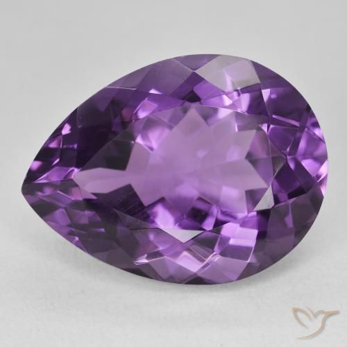 18.85ct 자연스러운 미디엄 바이올렛 자수정, 배 모양, VVS