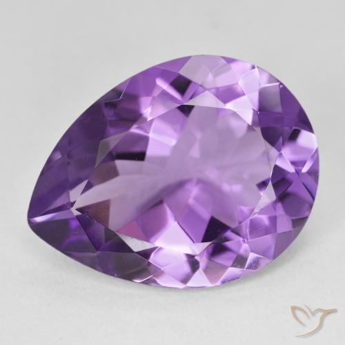 15.70ct 자연스러운 미디엄 바이올렛 자수정, 배 모양, VVS