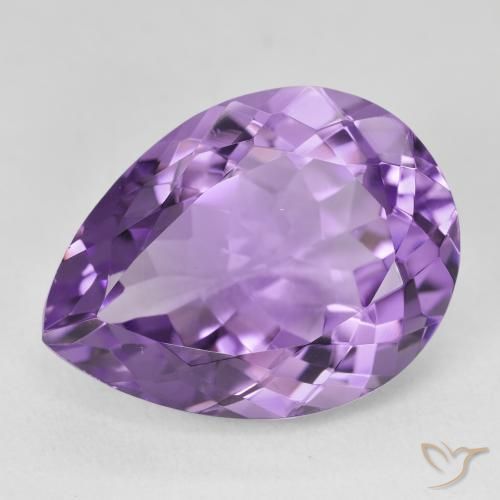 17.78ct 자연스러운 미디엄 바이올렛 자수정, 배 모양, VVS